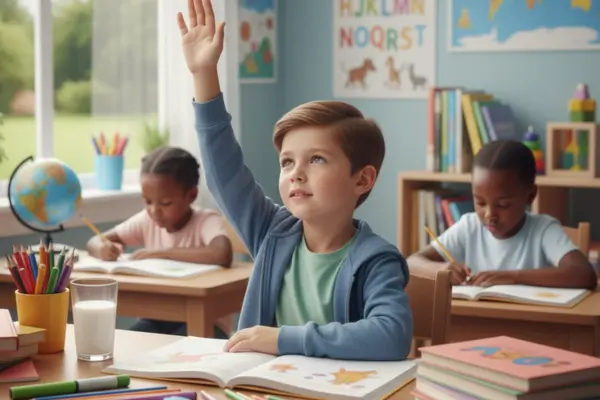 Curious child learning faster in classroom