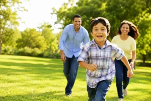 Healthy Child Playing Outdoors