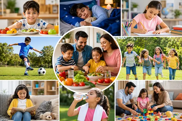 21 signs of a healthy child infographic illustration